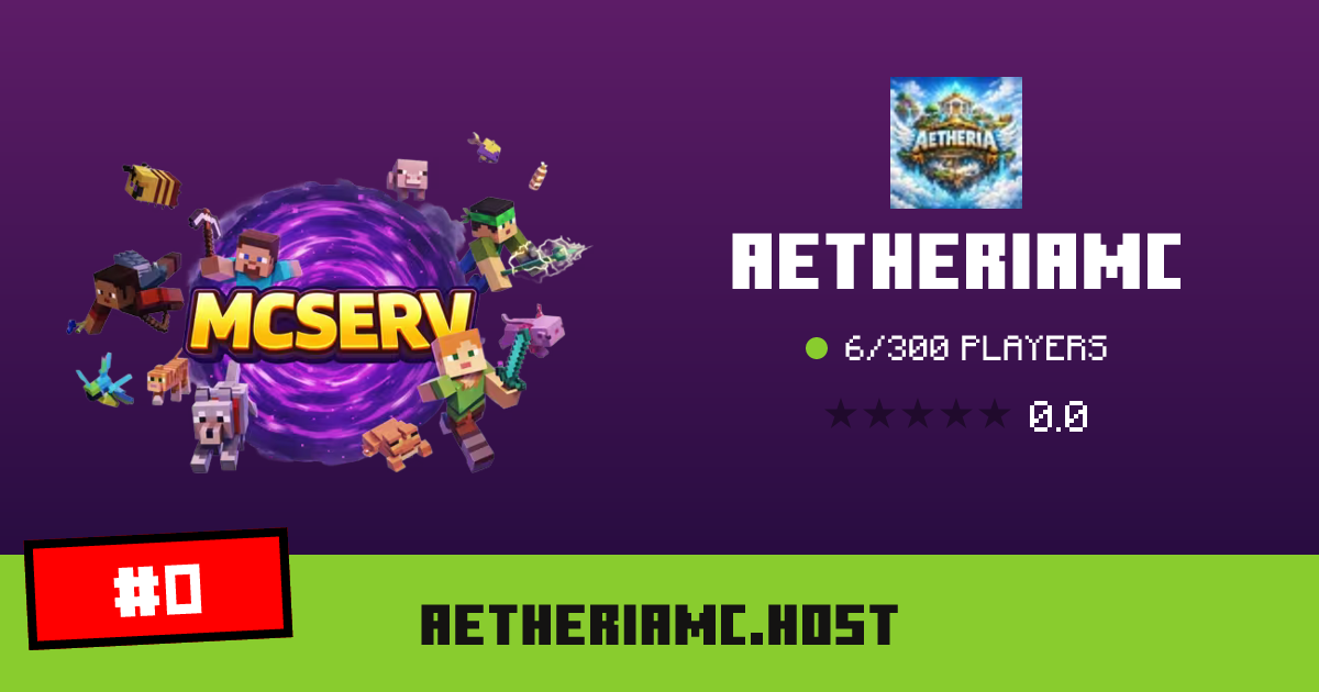 AetheriaMc - IP, players and Minecraft server info