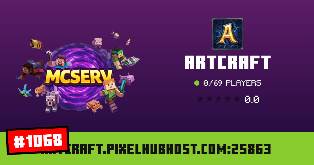 Artcraft - IP, players and Minecraft server info