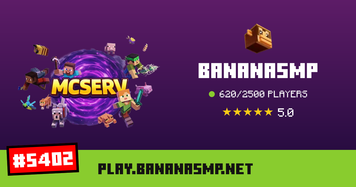 BananaSMP - IP, players and Minecraft server info