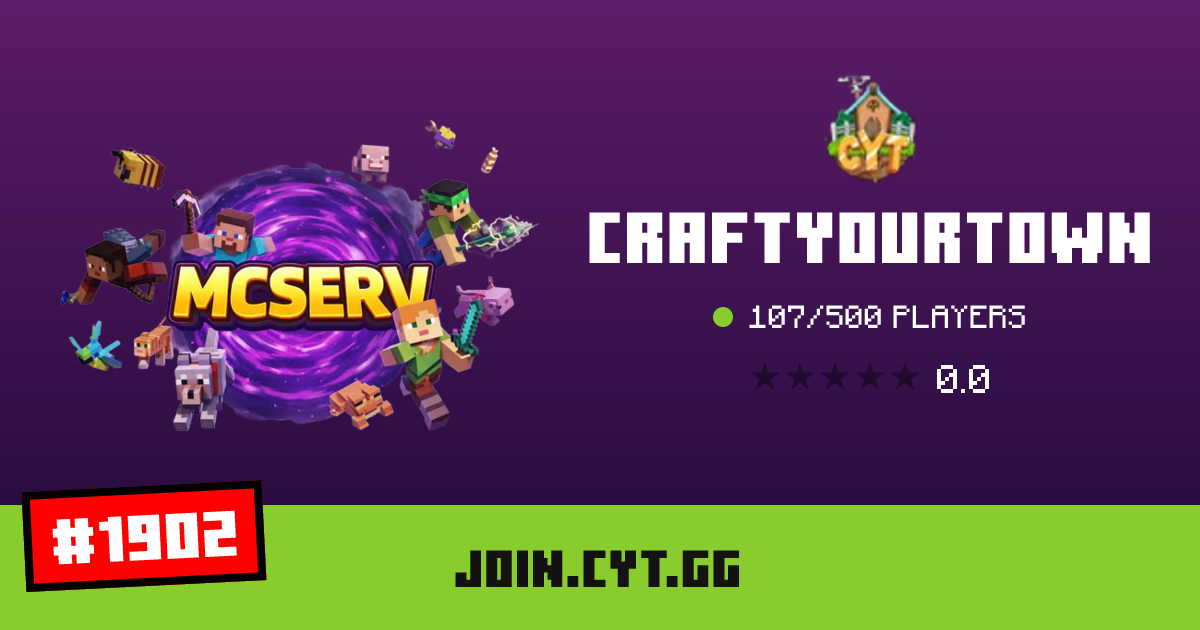CraftYourTown - IP, players and Minecraft server info