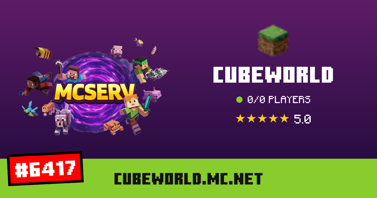 CubeWorld - IP, players and Minecraft server info