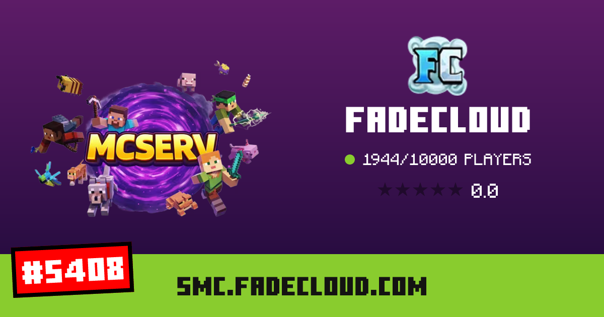 FadeCloud - IP, jugadores e información del servidor Minecraft