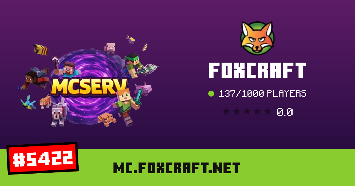 Foxcraft - IP, players and Minecraft server info
