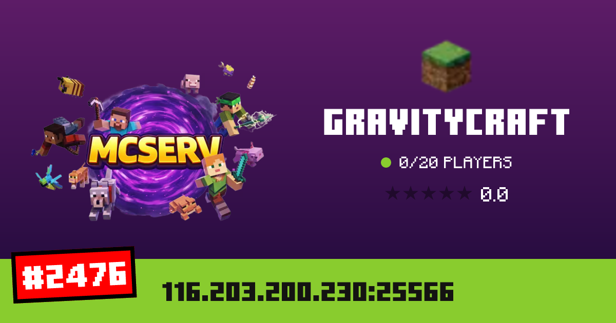 GravityCraft - IP, players and Minecraft server info