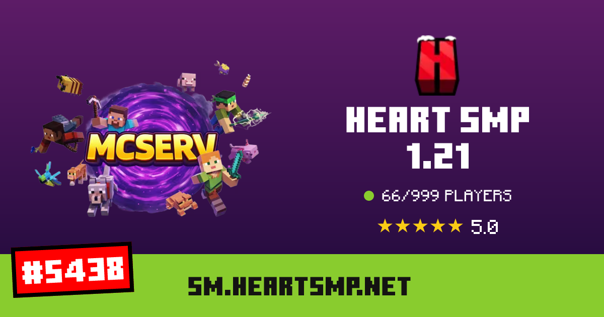 Heart SMP 1.21 - IP, players and Minecraft server info