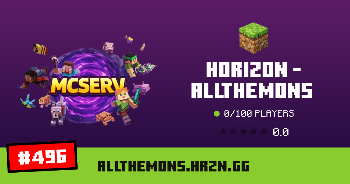 Horizon - AllTheMons - IP, players and Minecraft server info