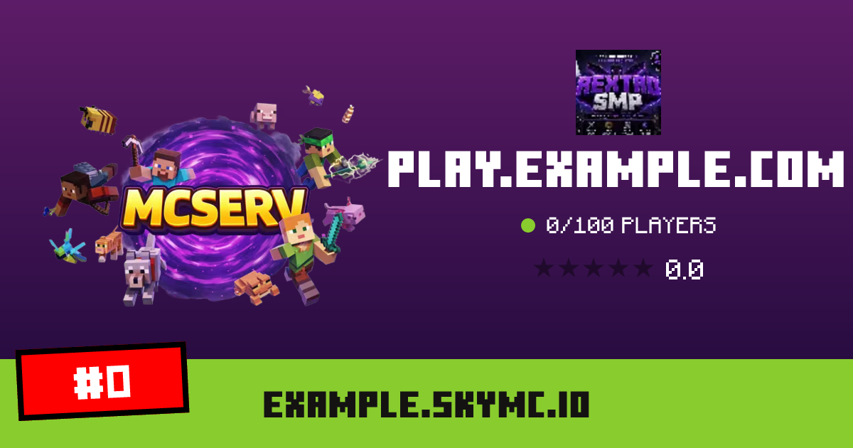 play.example.com - IP, players and Minecraft server info