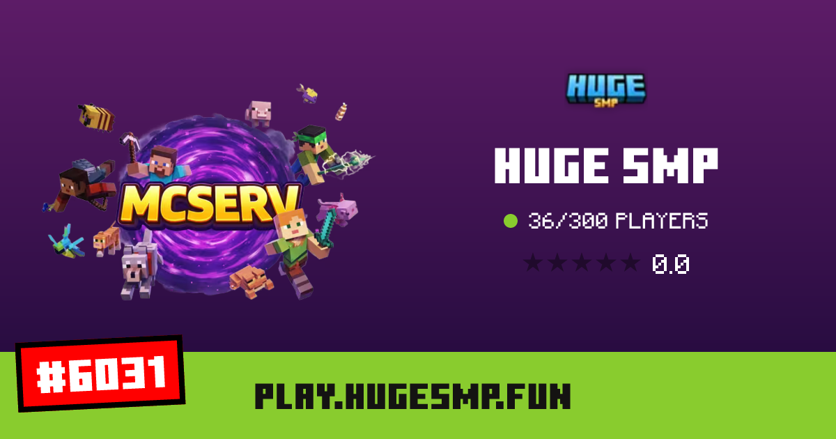 Huge SMP - IP, jugadores e información del servidor Minecraft