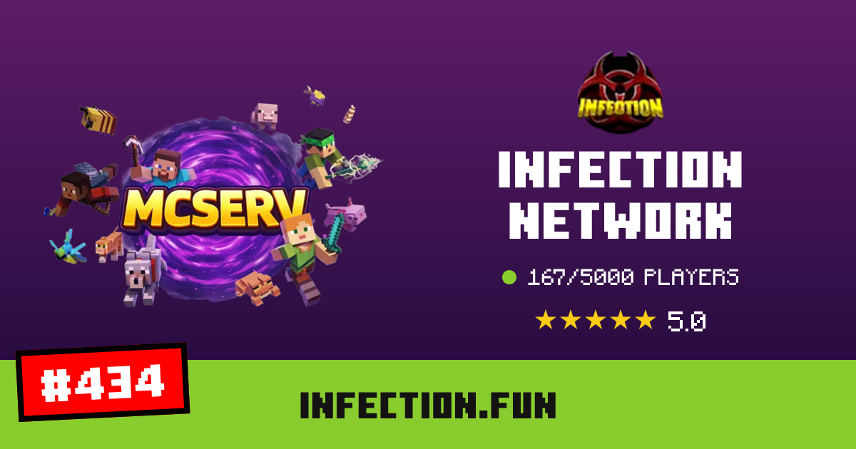 Infection Network - IP, jugadores e información del servidor Minecraft