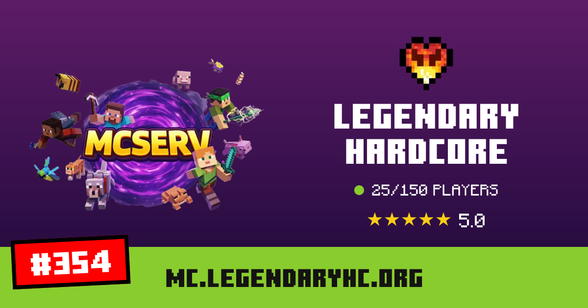 Legendary Hardcore - IP, jogadores e informações do servidor Minecraft