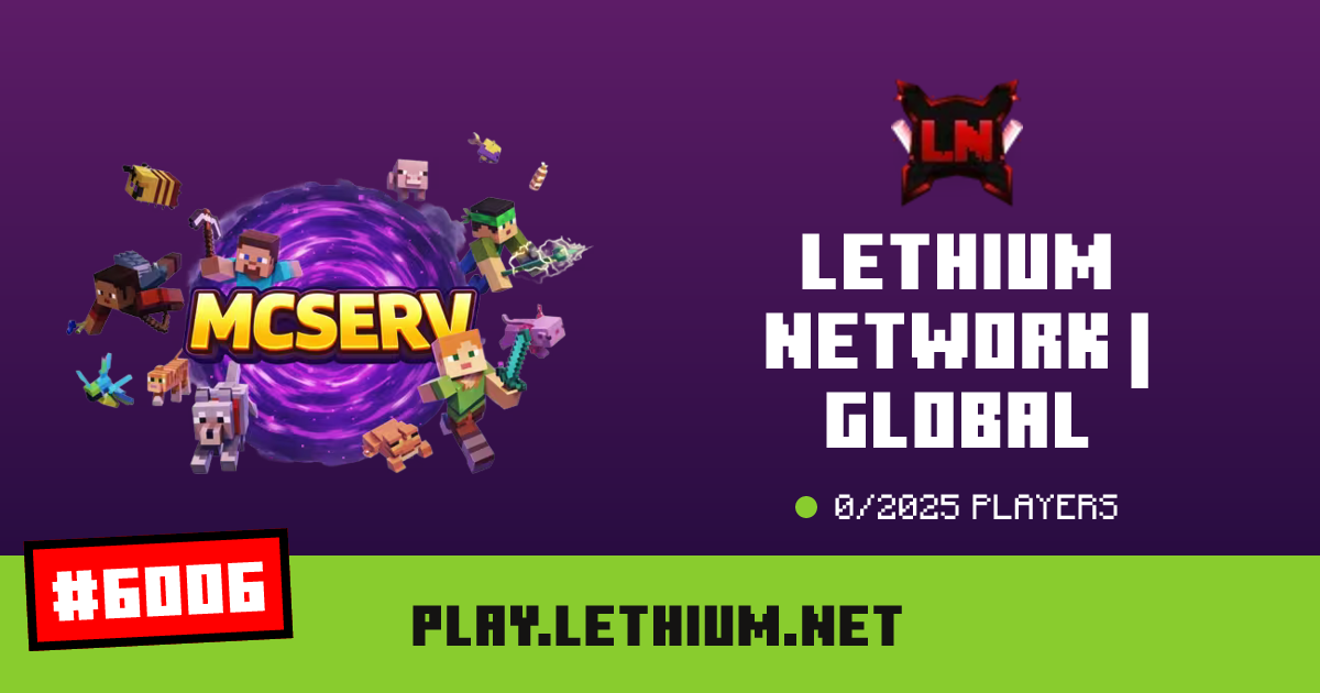 Lethium NETWORK | GLOBAL - IP, players and Minecraft server info