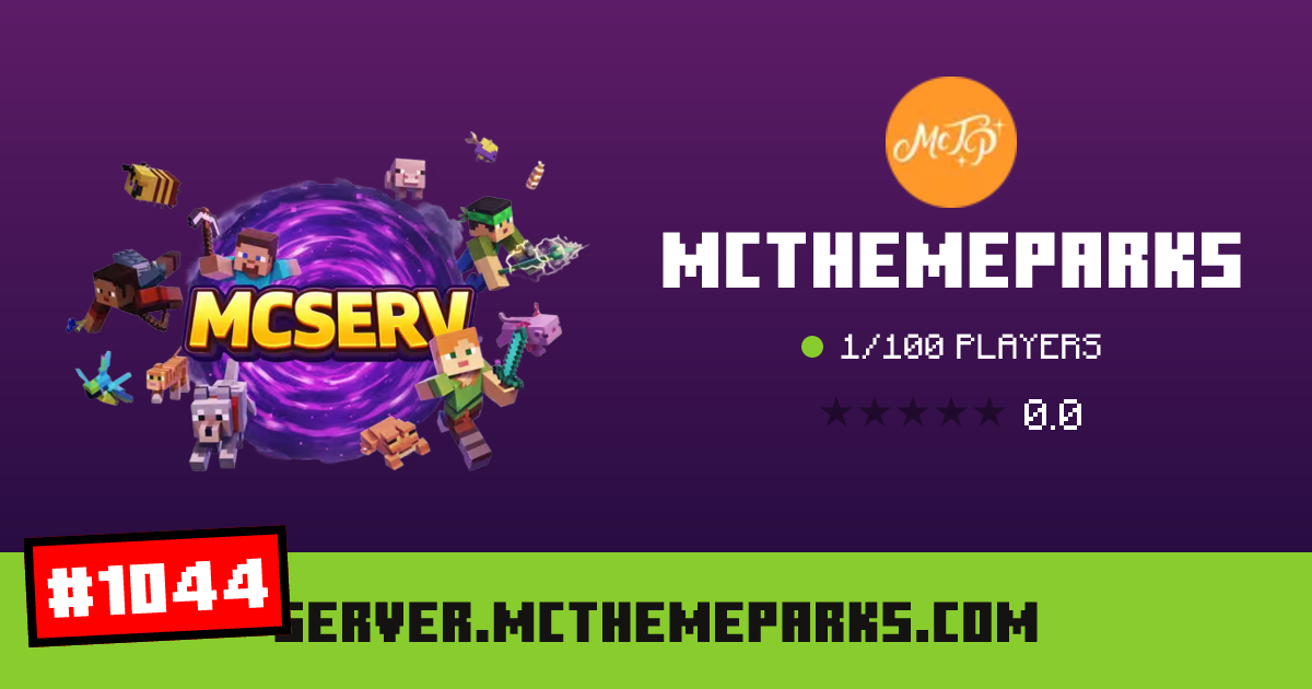 McThemeParks - IP, players and Minecraft server info