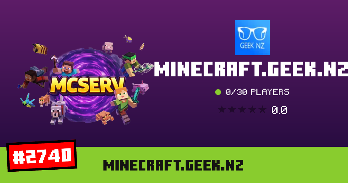 minecraft.geek.nz - IP, Reseñas y Votar - mcserv.org