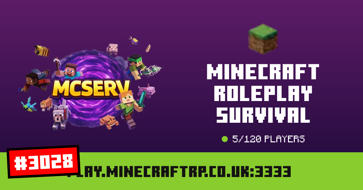 Minecraft Roleplay Survival - IP、玩家数和Minecraft服务器信息