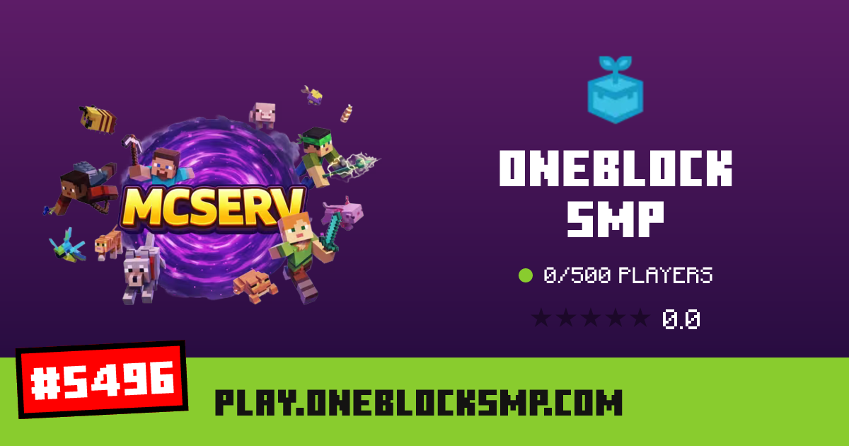 ONEBLOCK SMP - IP, Spieler und Minecraft Server Infos