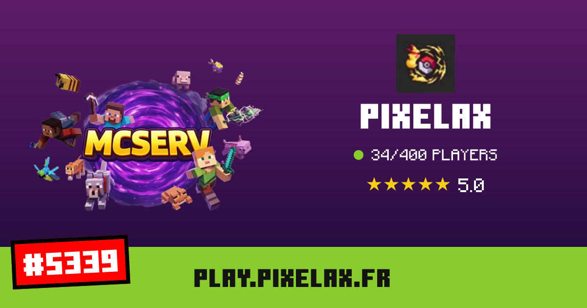 Pixelax - IP, joueurs et infos du serveur Minecraft