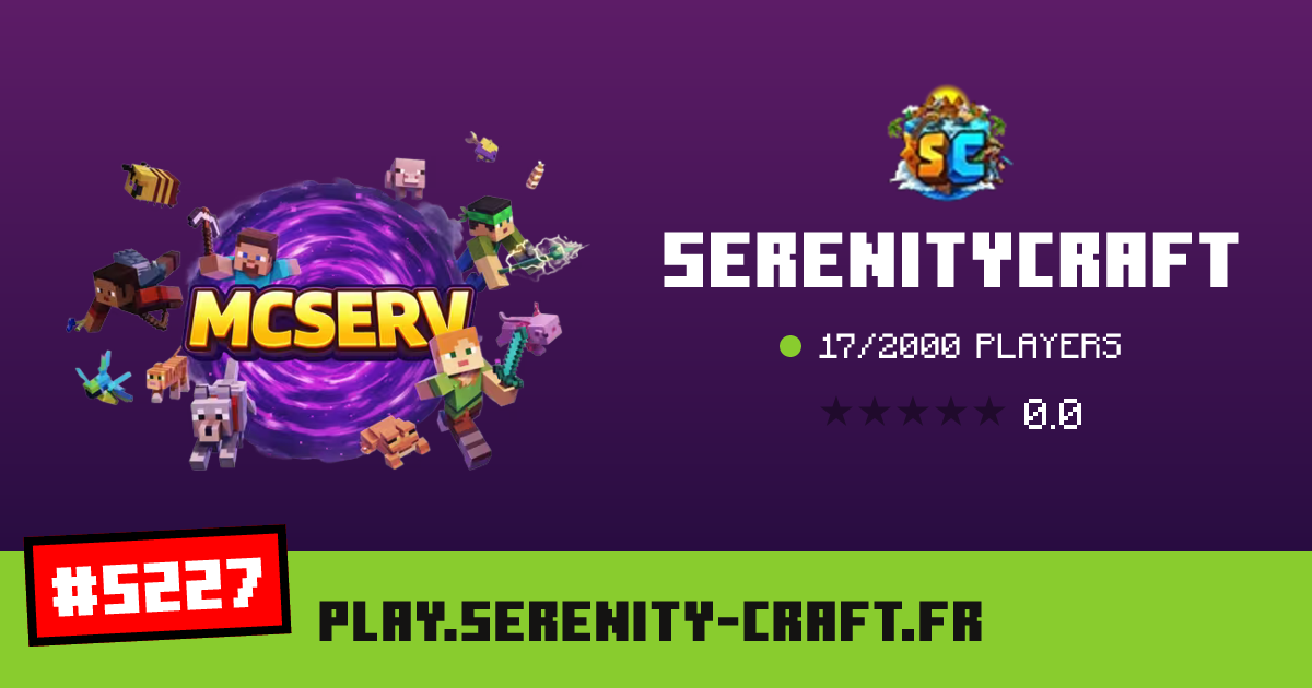 SerenityCraft - IP, players and Minecraft server info