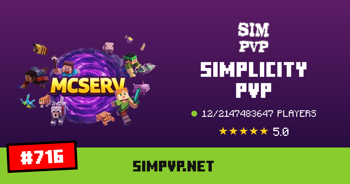 Simplicity PVP - IP、玩家数和Minecraft服务器信息