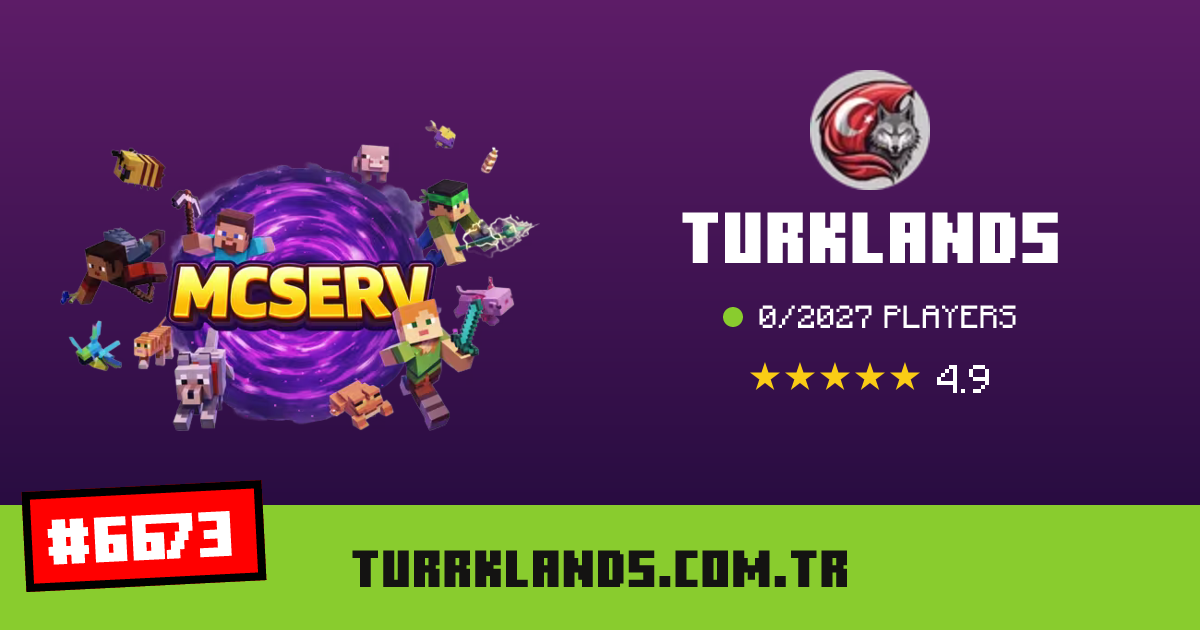 turklands - IP, oyuncular ve Minecraft sunucu bilgileri