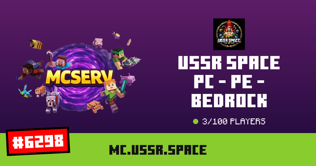 USSR SPACE PC - PE - BEDROCK - IP, players and Minecraft server info