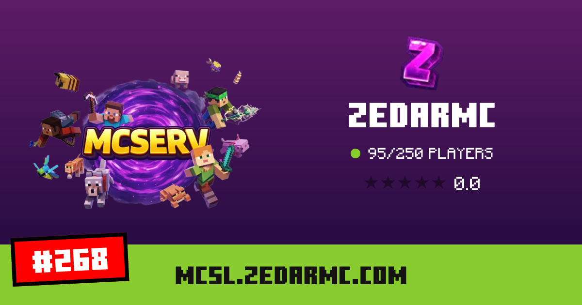 ZedarMC - IP, players and Minecraft server info
