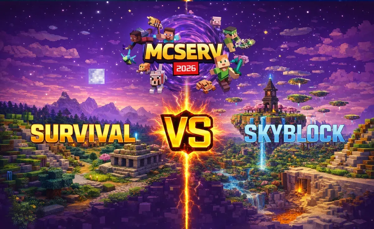 Overlevandi vs Skyblock Minecraft 2026 : Samanburður leiðarvísir.