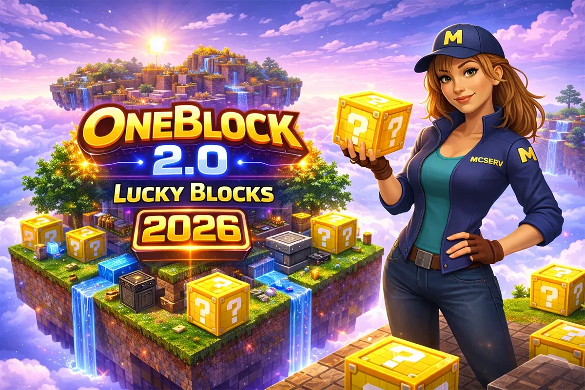 Minecraft OneBlock Modded 2026: Lucky Blocks, Minions & Speedrun