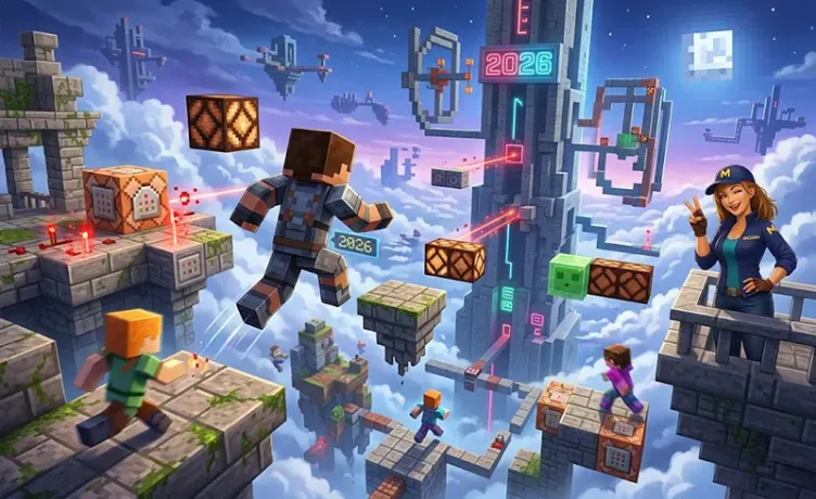 Futuristic Minecraft Parkour with floating platforms