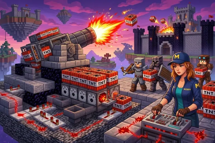 tnt cannon in action